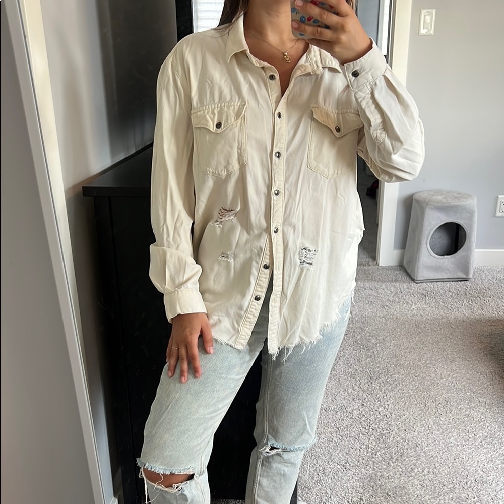 Distressed Button Down Shirt - Picture 9 of 9